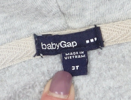 GAP Girls Grey Full Zip Hoodie, Age 3, Logo Accent