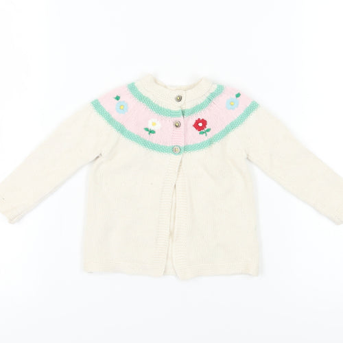 Baby Boden Ivory Floral Knit Cardigan 12-18 Months