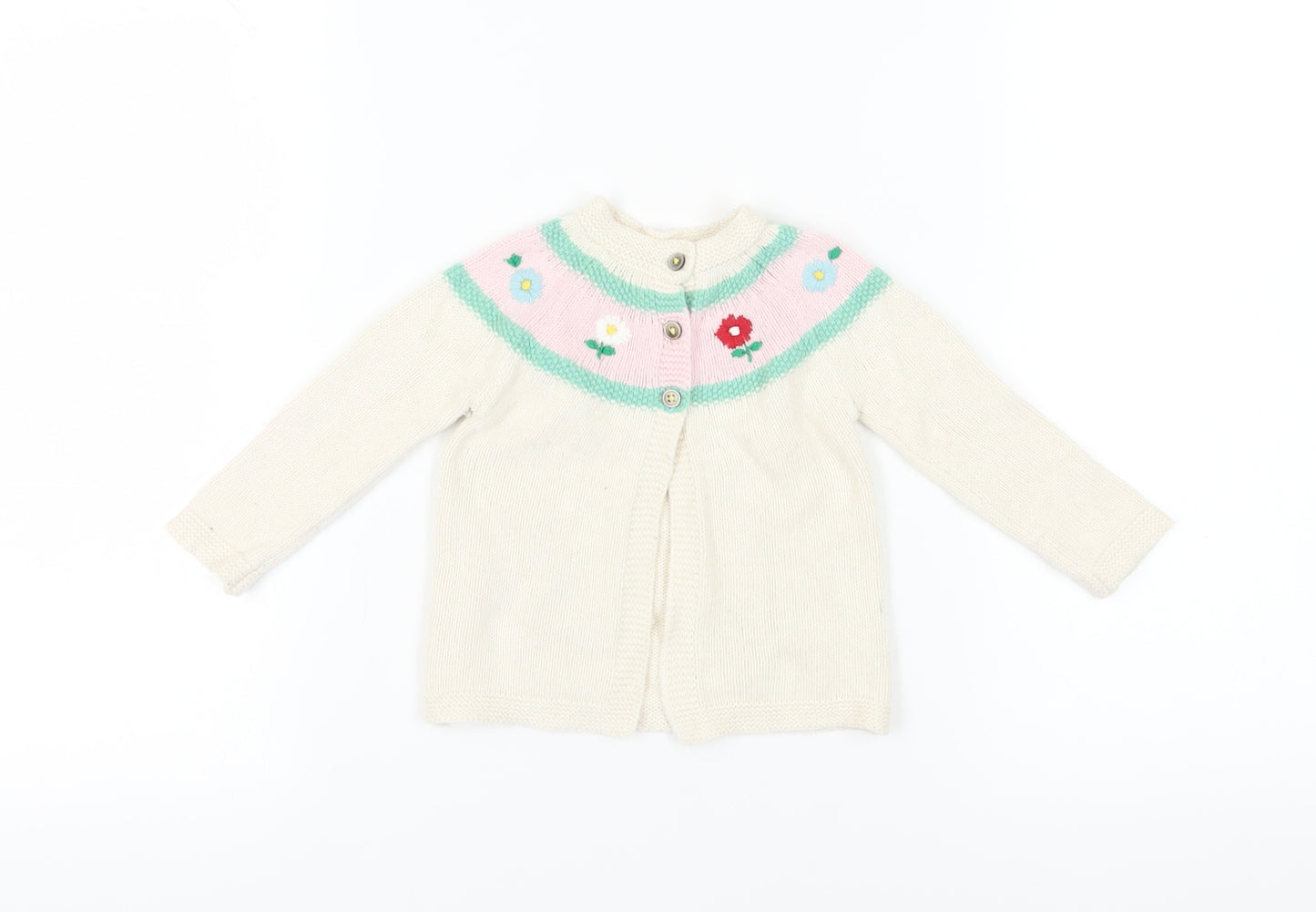 Baby Boden Ivory Floral Knit Cardigan 12-18 Months