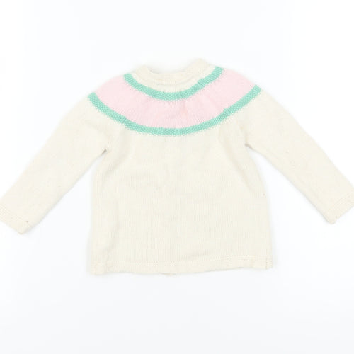 Baby Boden Ivory Floral Knit Cardigan 12-18 Months