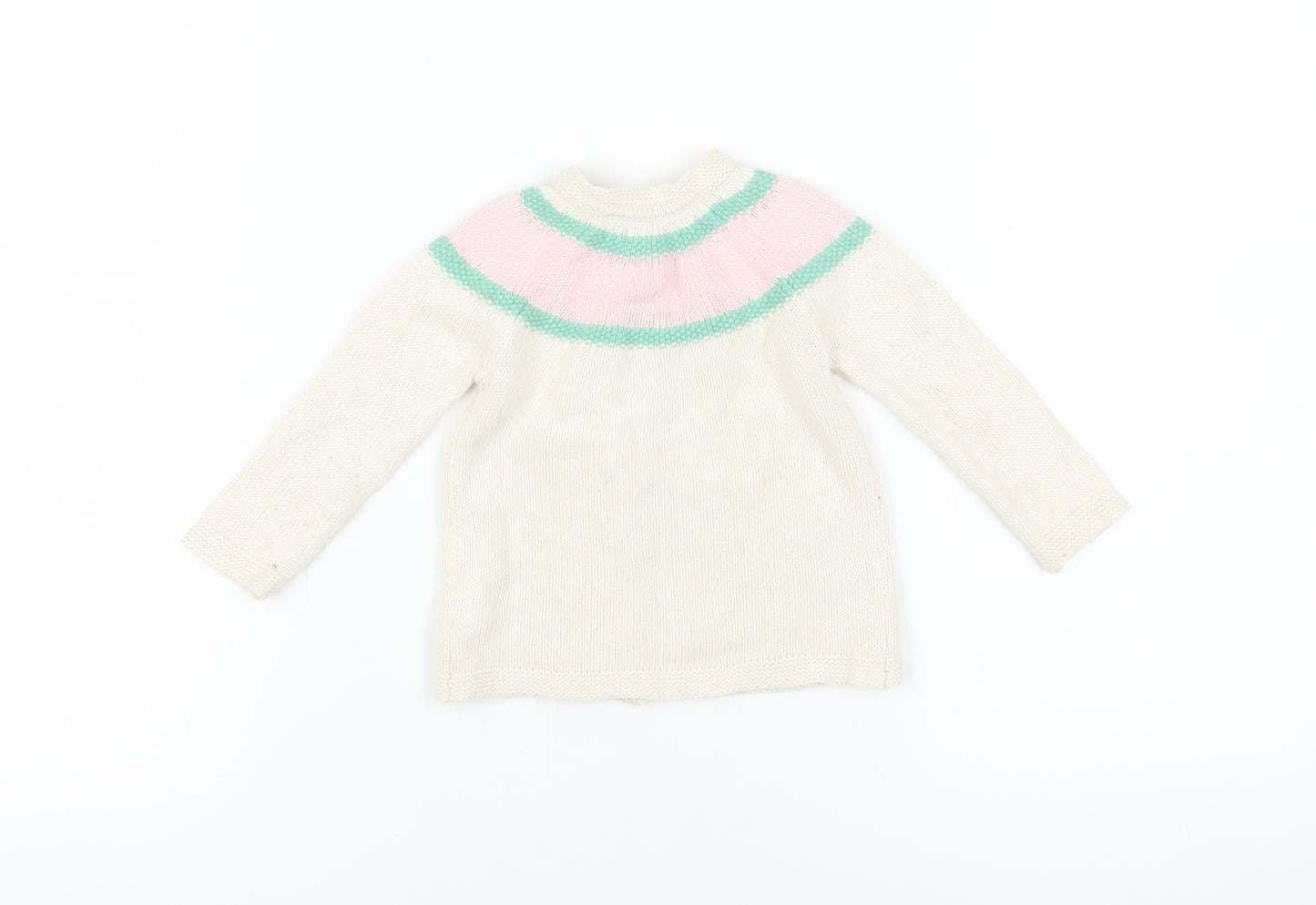 Baby Boden Ivory Floral Knit Cardigan 12-18 Months