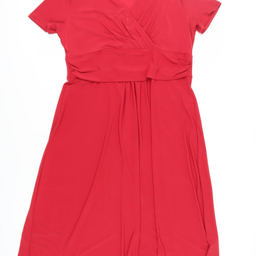 Dash Women’s Red Wrap Dress Size 16 Short Sleeve