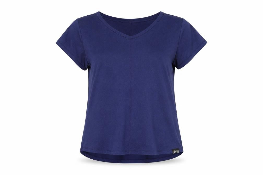 Front view of North Ridge Women's Blue V-Neck T-Shirt, size 12
