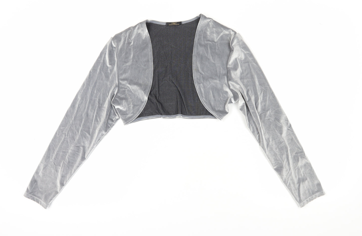 Marks and Spencer Women's Grey Velvet Bolero Jacket Size 16
