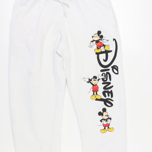 Disney Women's S White Jogger Trousers with Mickey Design
