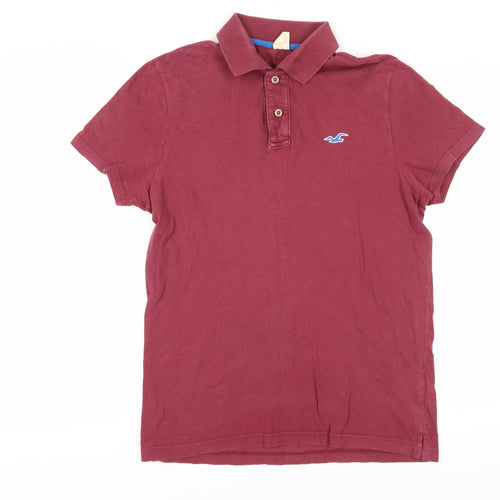 Hollister Men's Red Polo Shirt, Medium, Logo Accent
