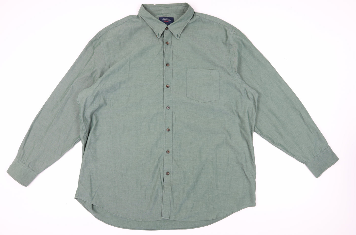 Charles Tyrwhitt Men's 3XL Green Button-Up Shirt