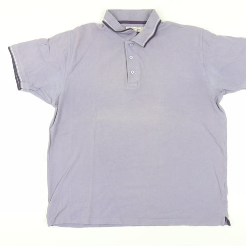 EWM Men's Blue Polo Shirt - Size L, Short Sleeve, Casual