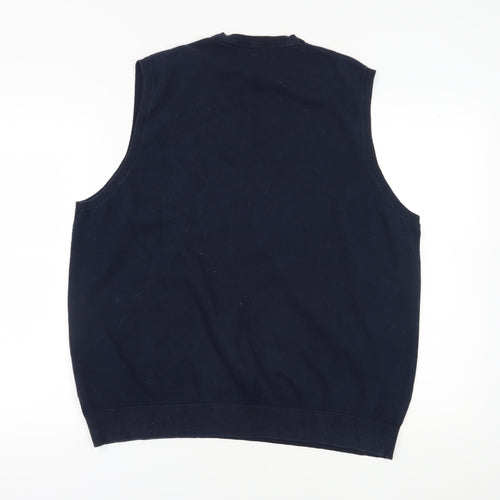 Marks and Spencer Men's 2XL Blue Cotton Vest Jumper