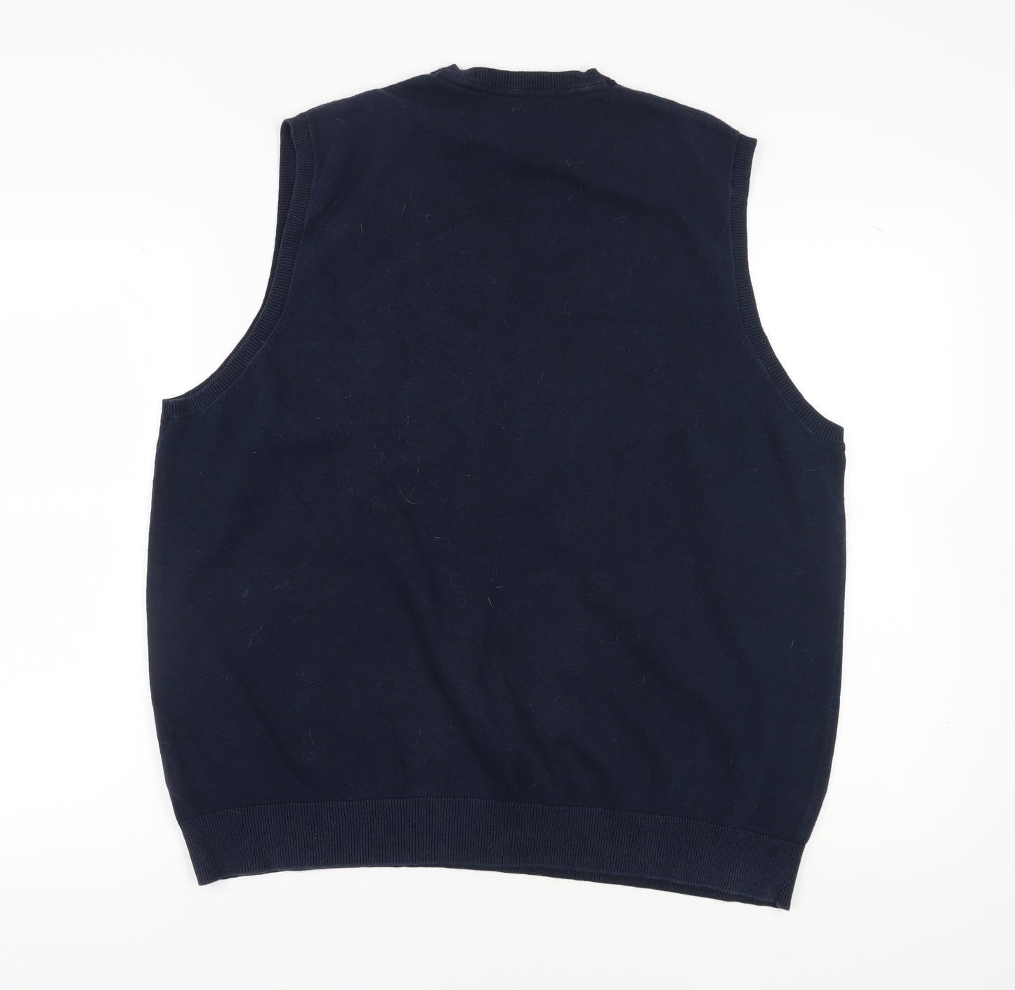 Marks and Spencer Men's 2XL Blue Cotton Vest Jumper