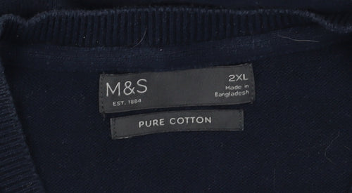 Marks and Spencer Men's 2XL Blue Cotton Vest Jumper