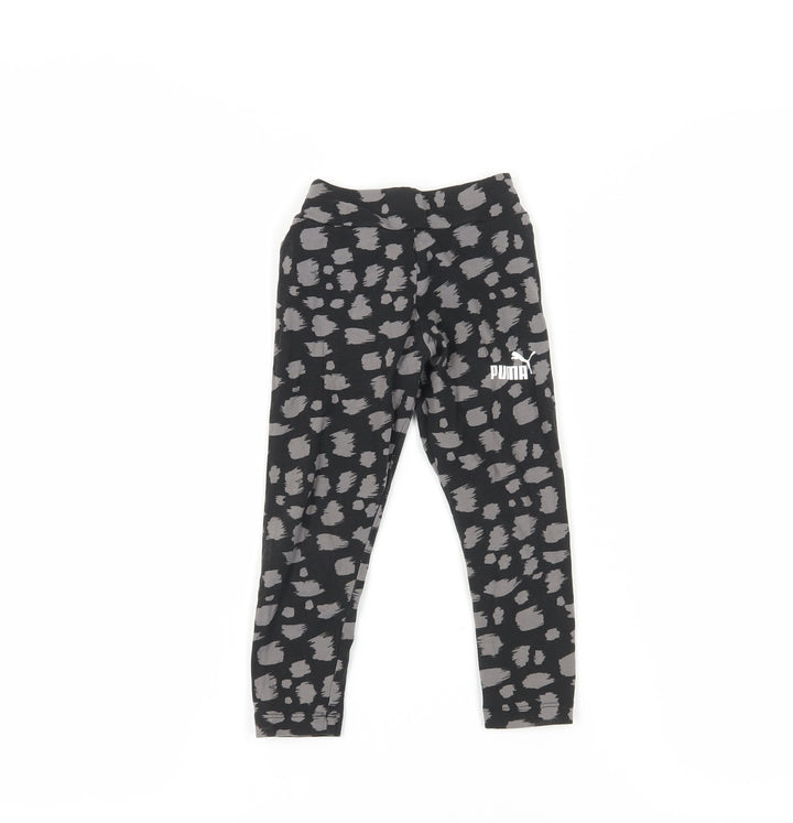 Puma Girls Black Animal Print Ankle Leggings Size 4 Years