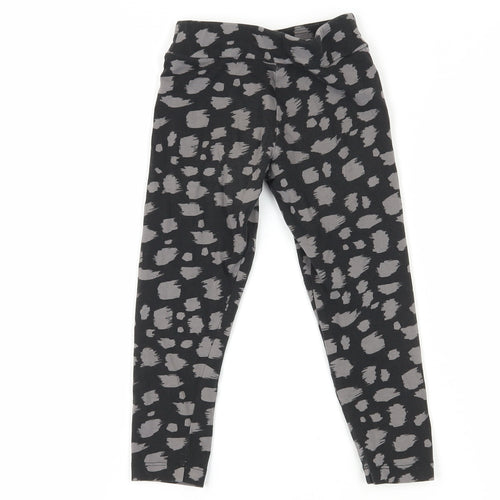 Puma Girls Black Animal Print Ankle Leggings Size 4 Years