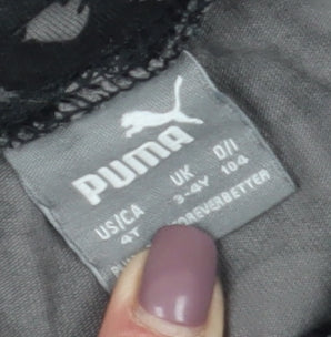 Puma Girls Black Animal Print Ankle Leggings Size 4 Years