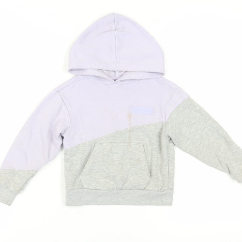 Skechers Girls Purple Grey Pullover Hoodie, 4 Years, Cotton Blend