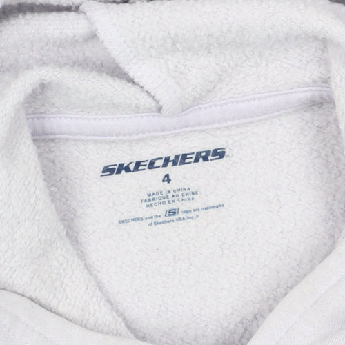 Skechers Girls Purple Grey Pullover Hoodie, 4 Years, Cotton Blend
