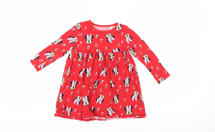 George Girls Red Minnie Mouse A-Line Dress 2-3 Years