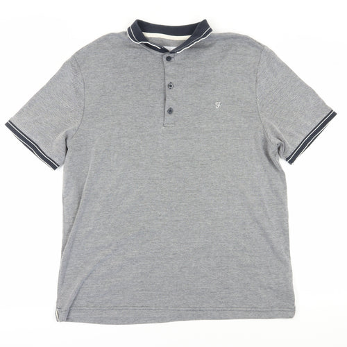 Farah Men's Grey Polo L Modern Fit Short Sleeve