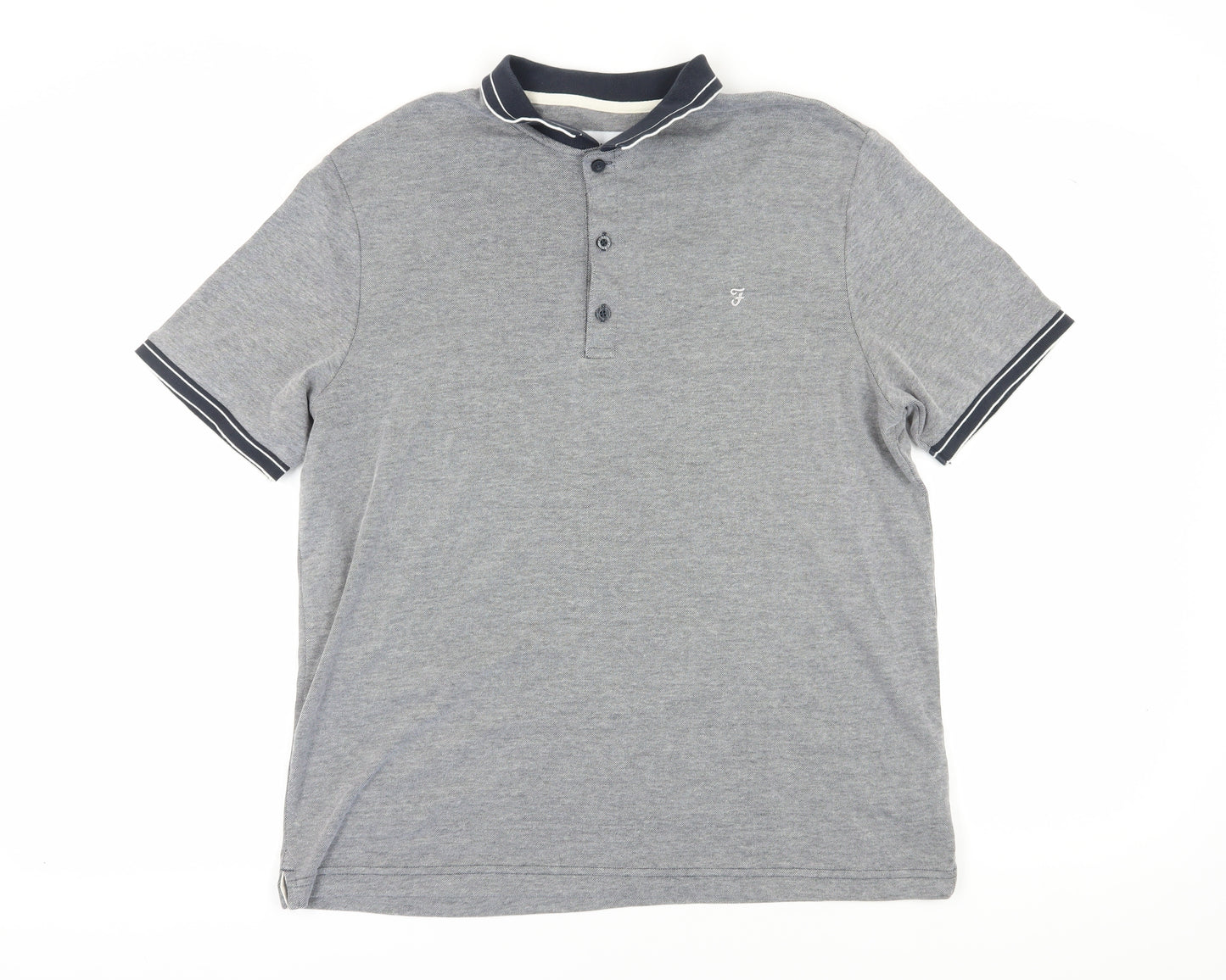 Farah Men's Grey Polo L Modern Fit Short Sleeve
