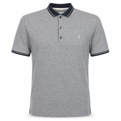 Farah Men's Grey Polo L Modern Fit Short Sleeve