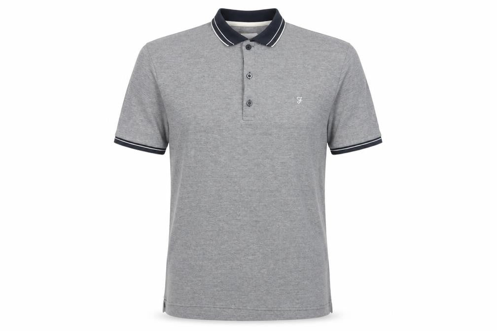 Farah Men's Grey Polo L Modern Fit Short Sleeve