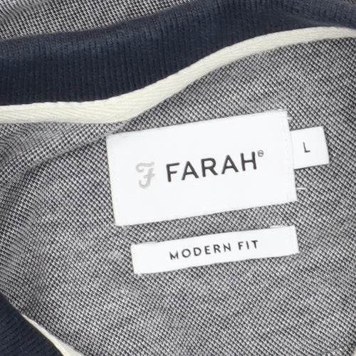 Farah Men's Grey Polo L Modern Fit Short Sleeve