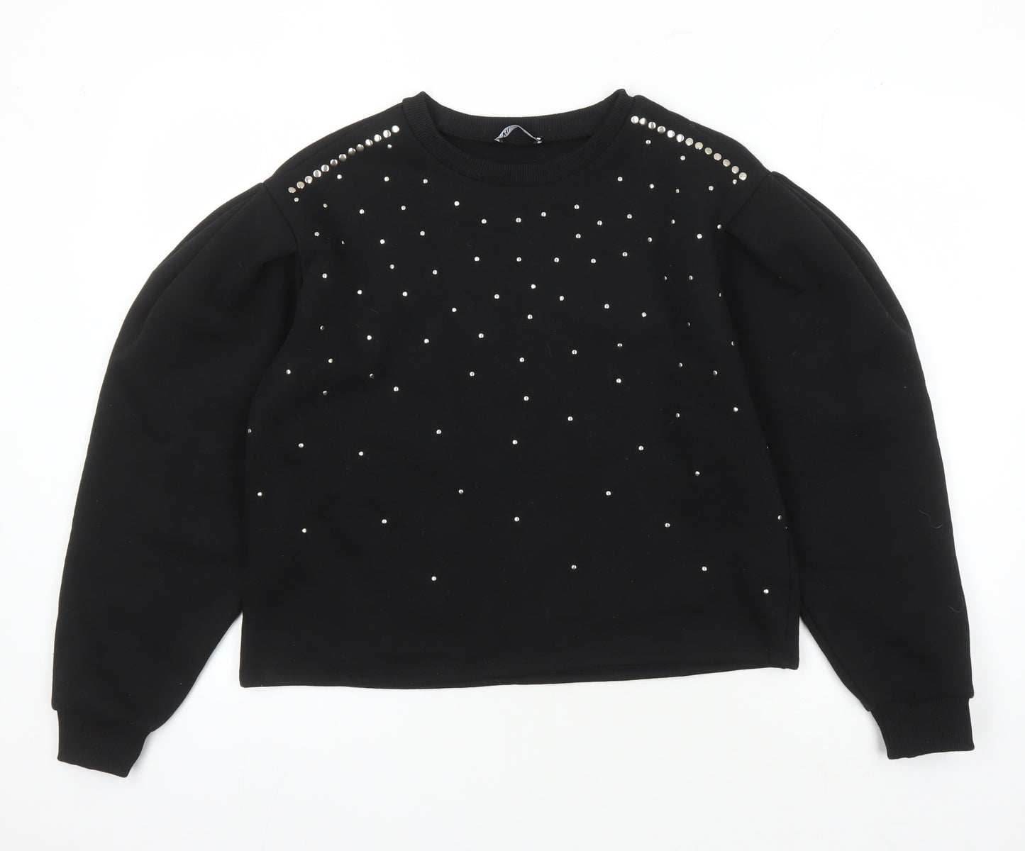 Zara Women's Black Studded Pullover Sweatshirt Size 8