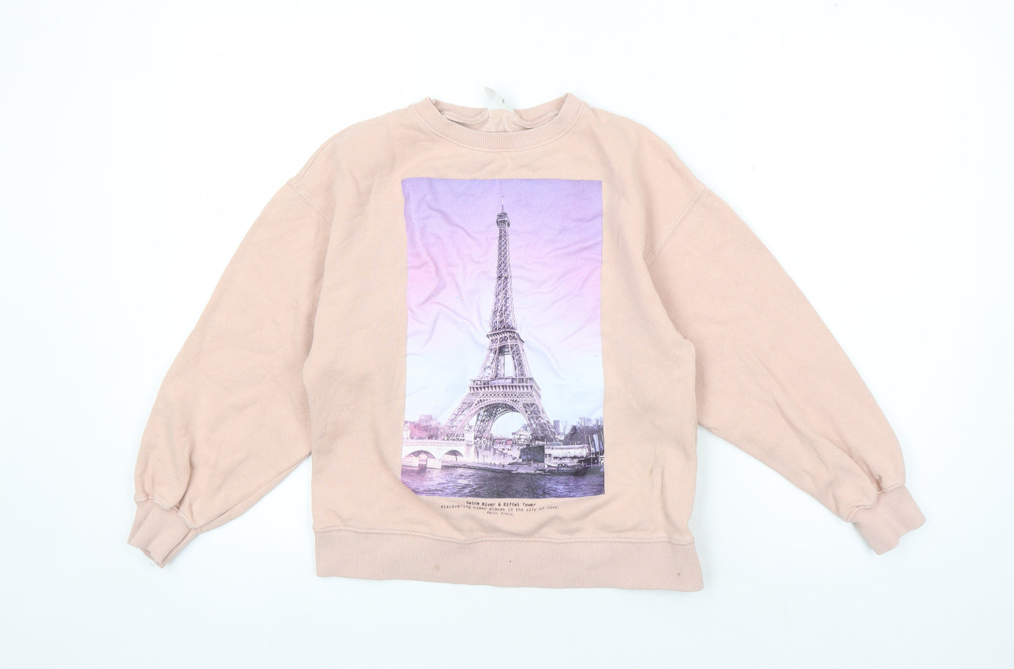 Zara Girls Pink Eiffel Tower Sweatshirt 11-12 Years