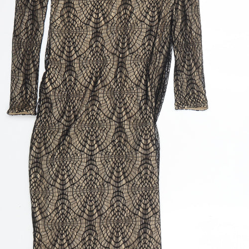 Aqua Women's Black Beige Floral Bodycon Dress 12