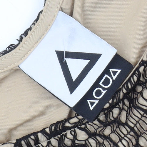 Aqua Women's Black Beige Floral Bodycon Dress 12