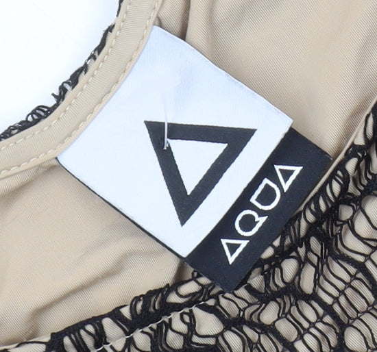 Aqua Women's Black Beige Floral Bodycon Dress 12