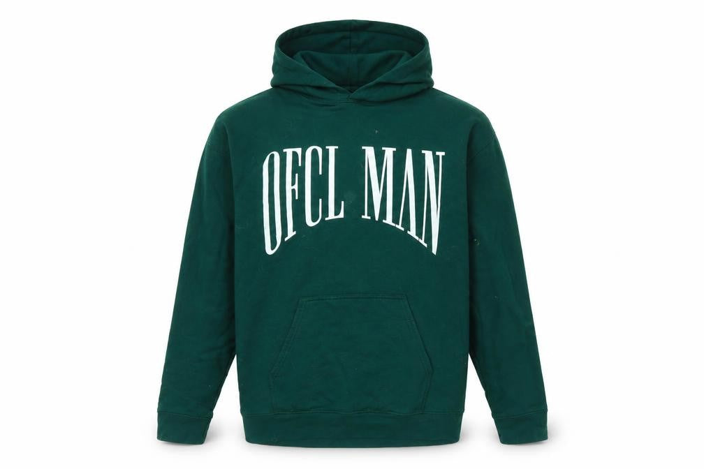 Front view of boohooMAN Green Pullover Hoodie Men's S