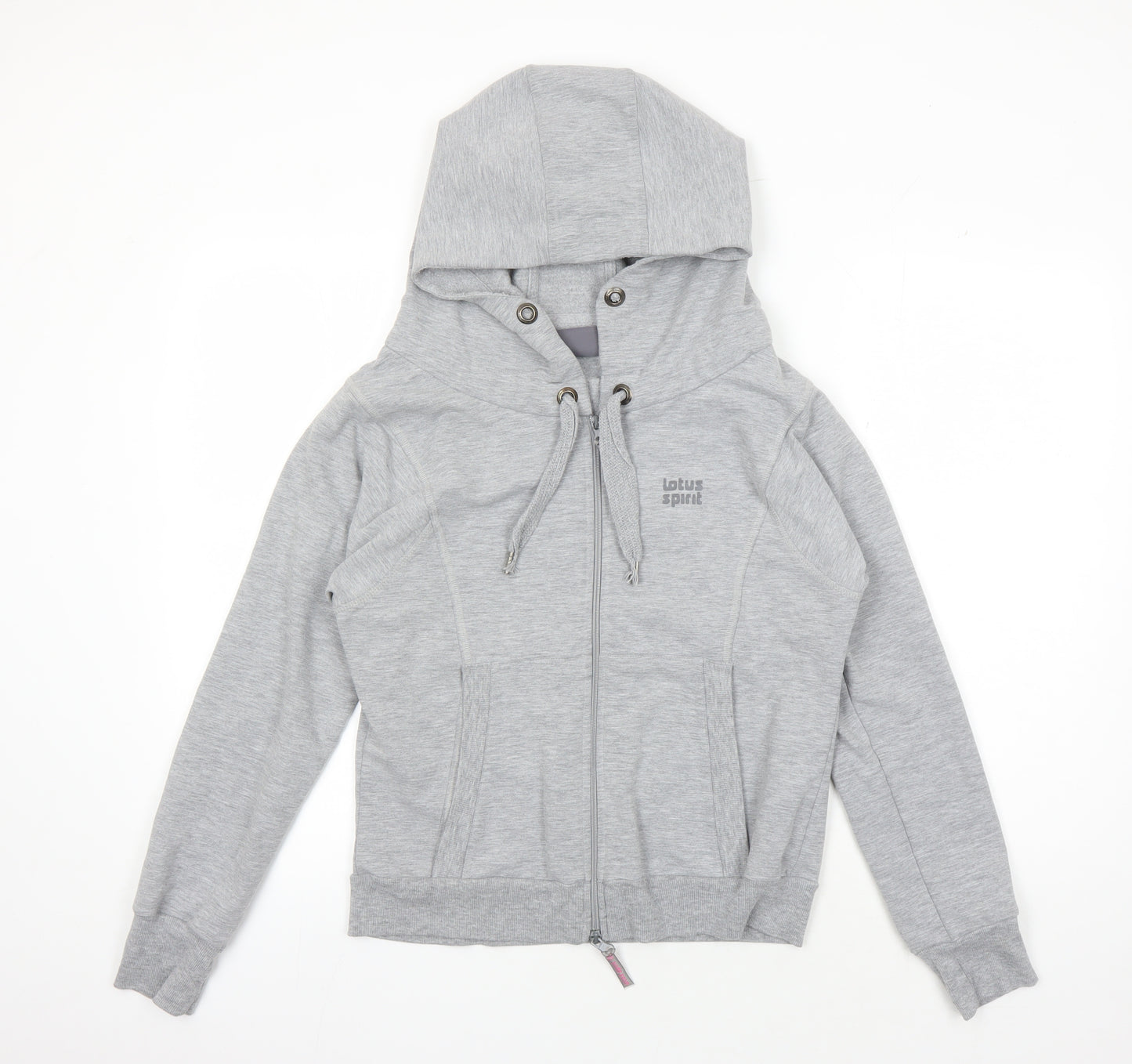 Lotus Spirit Women's Grey Hoodie, M, Full Zip, All Seasons
