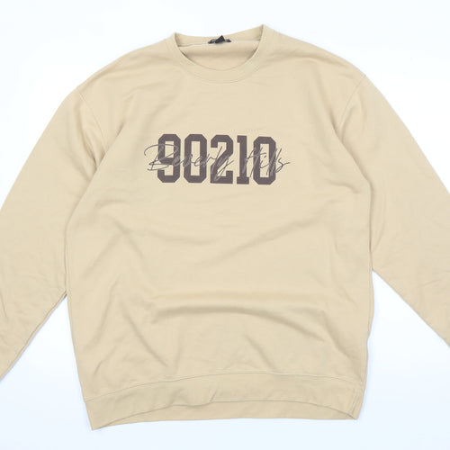 boohoo Men's Beige M Graphic Print Pullover Sweatshirt