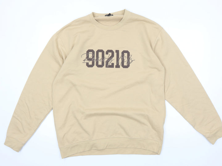 boohoo Men's Beige M Graphic Print Pullover Sweatshirt