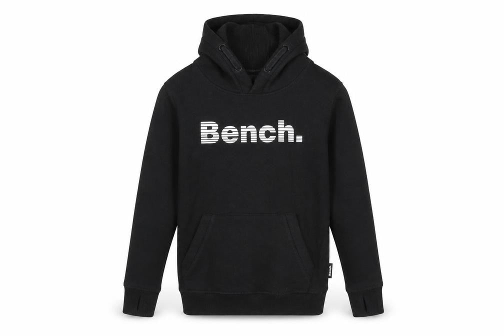 Front view of Bench boys’ black pullover hoodie 9-10 years - stylish & comfortable