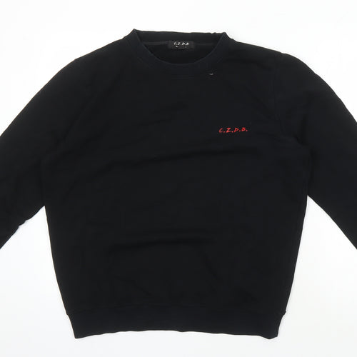 C.Z.D.B Men's L Black Pullover Art Sweater
