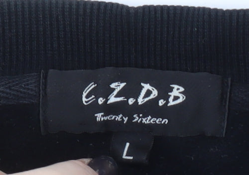 C.Z.D.B Men's L Black Pullover Art Sweater