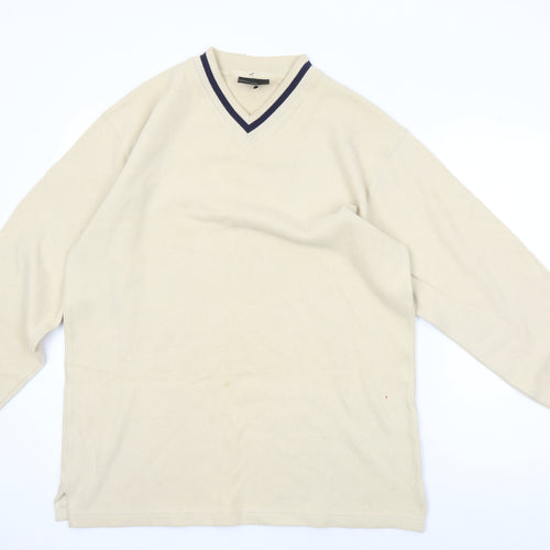 Next Men's Beige V-Neck Pullover Jumper - Size L
