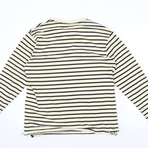 Zara Men's Beige Striped Pullover Sweatshirt L