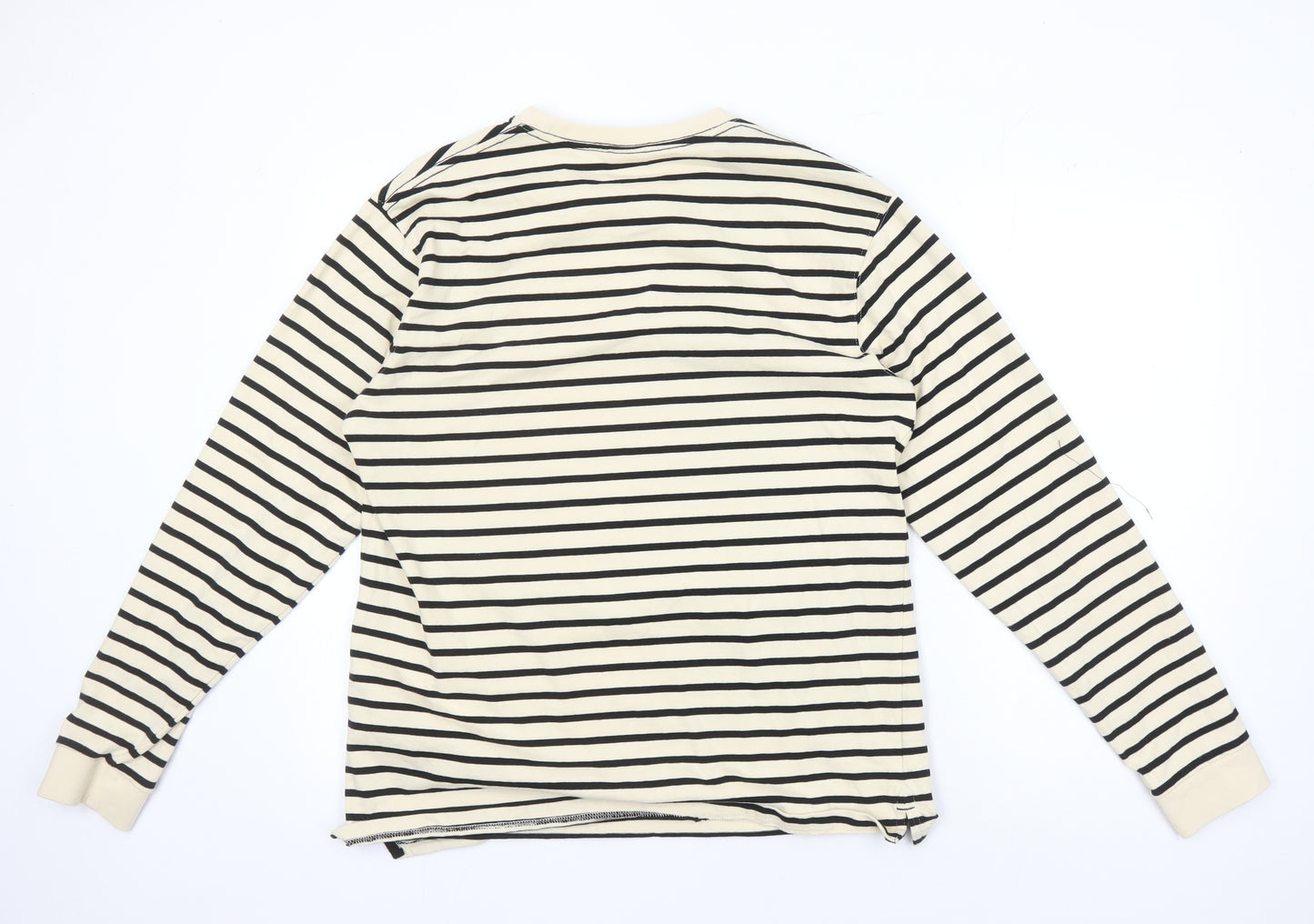Zara Men's Beige Striped Pullover Sweatshirt L