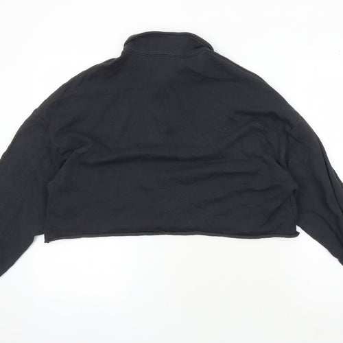 Topshop Women's Black Cropped Polo, Size M, Casual Style