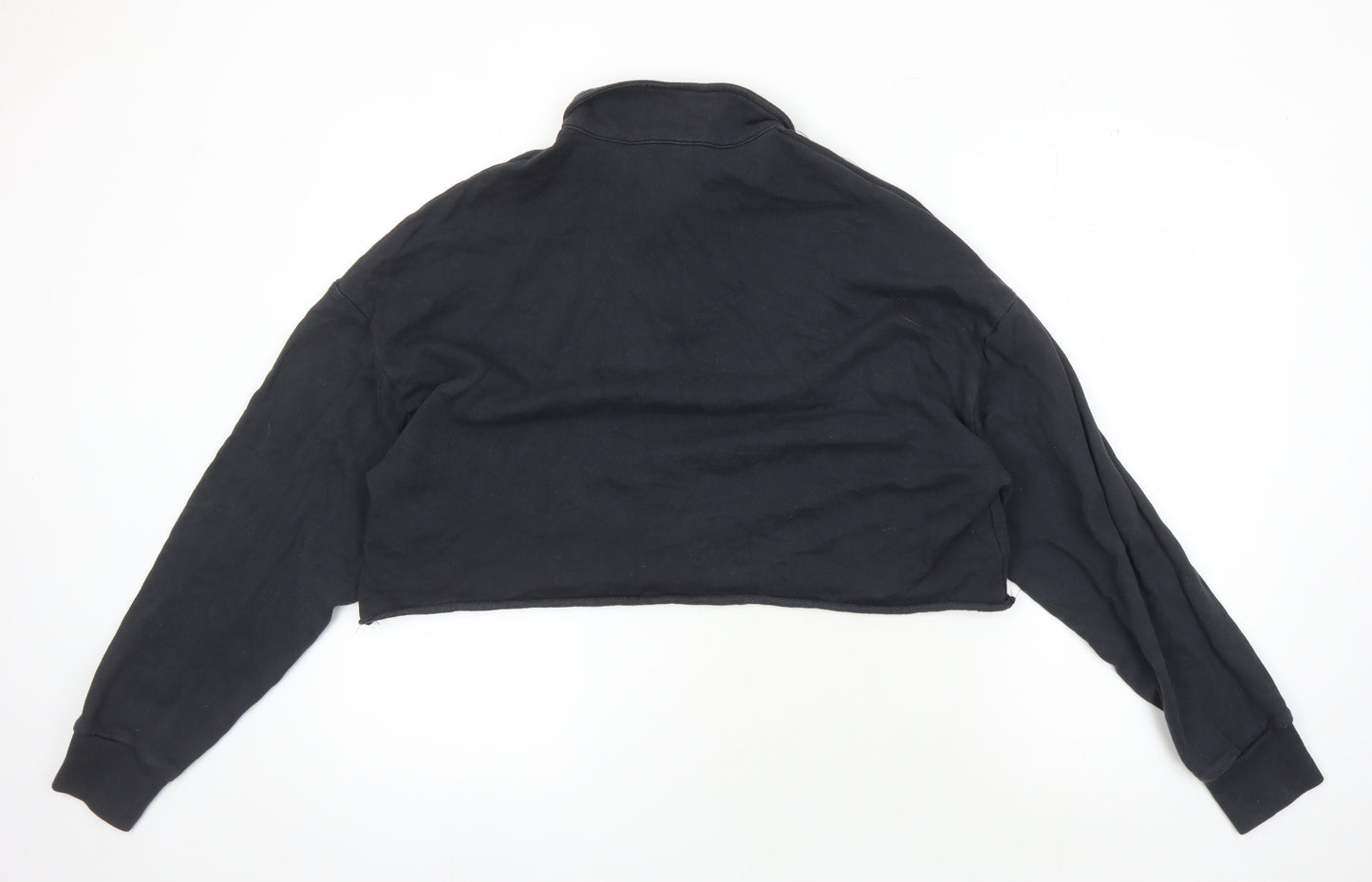 Topshop Women's Black Cropped Polo, Size M, Casual Style