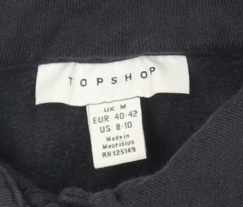 Topshop Women's Black Cropped Polo, Size M, Casual Style