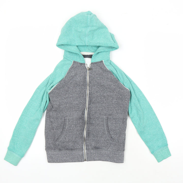 Boden Boys Grey Green Full Zip Hoodie 7-8 Years