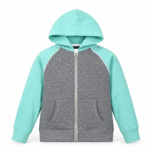Boden Boys Grey Green Full Zip Hoodie 7-8 Years