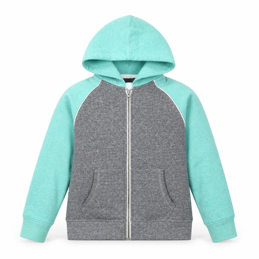 Boden Boys Grey Green Full Zip Hoodie 7-8 Years