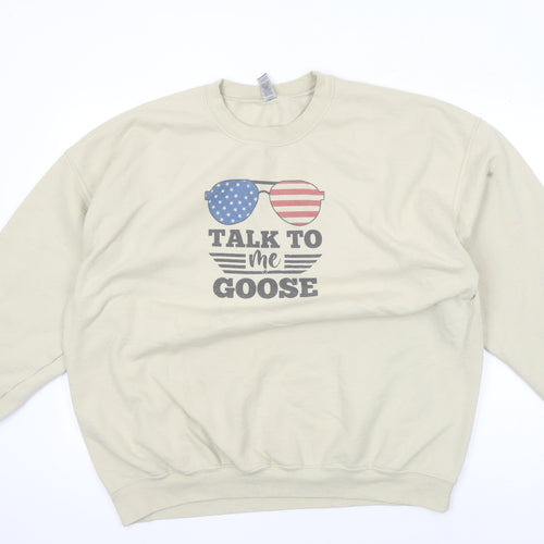 Top Gun Men's Beige 2XL Graphic Pullover Sweatshirt