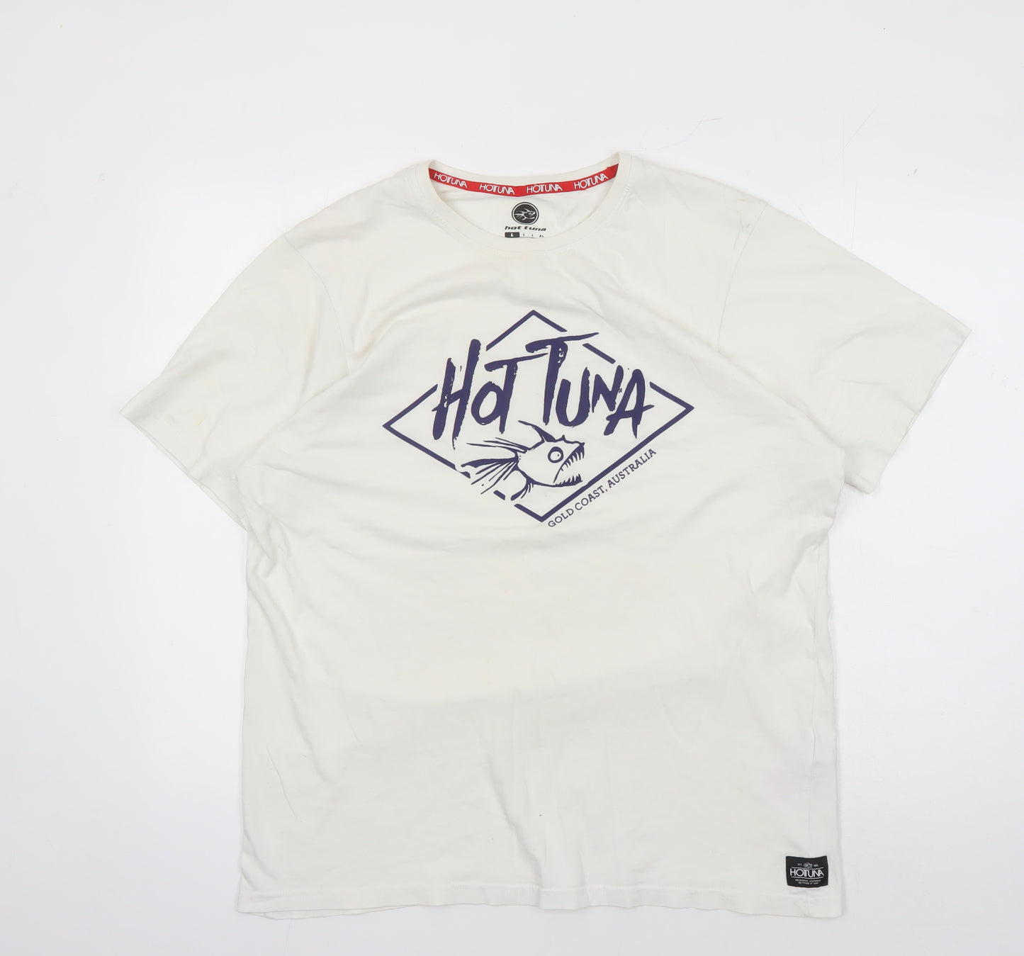 Hot Tuna Men's White Graphic Print T-Shirt L
