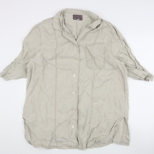 Sempre Piu Beige Linen Button-Up Women's Size 18